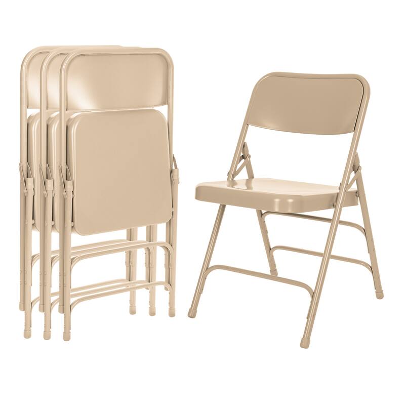 Hampden Furnishings Bernadine Collection All Metal Triple Brace Folding Chair, Pack of 4