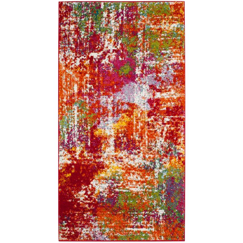 SAFAVIEH Watercolor Tillie Modern Abstract Rug - 4' x 6' - Orange/Green