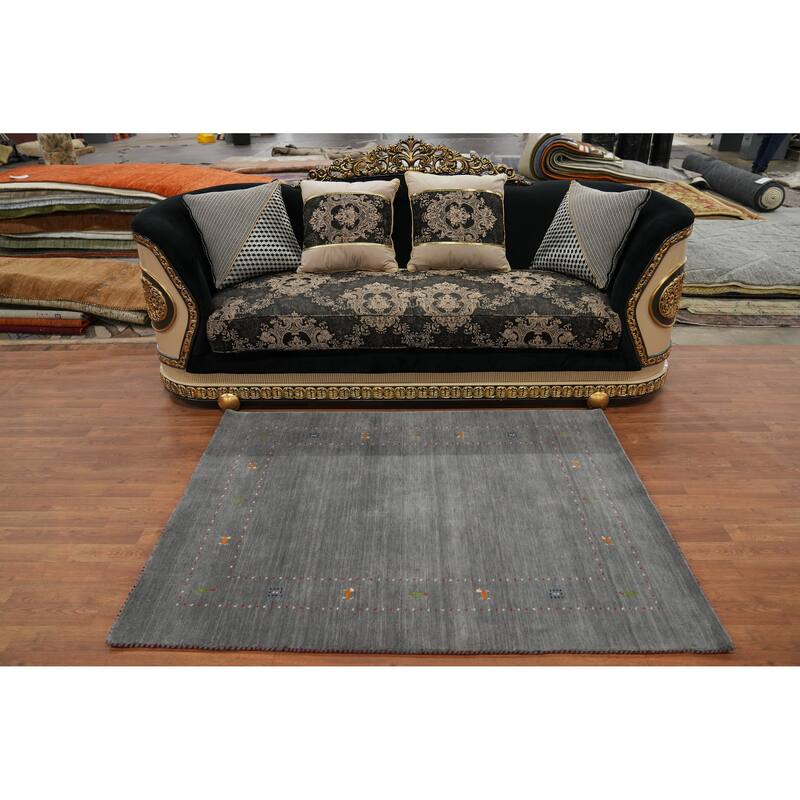 Little Animals Wool Design Gabbeh Oriental Accent Rug Tribal Geometric Carpet - 5' 7'' X 4' 2''