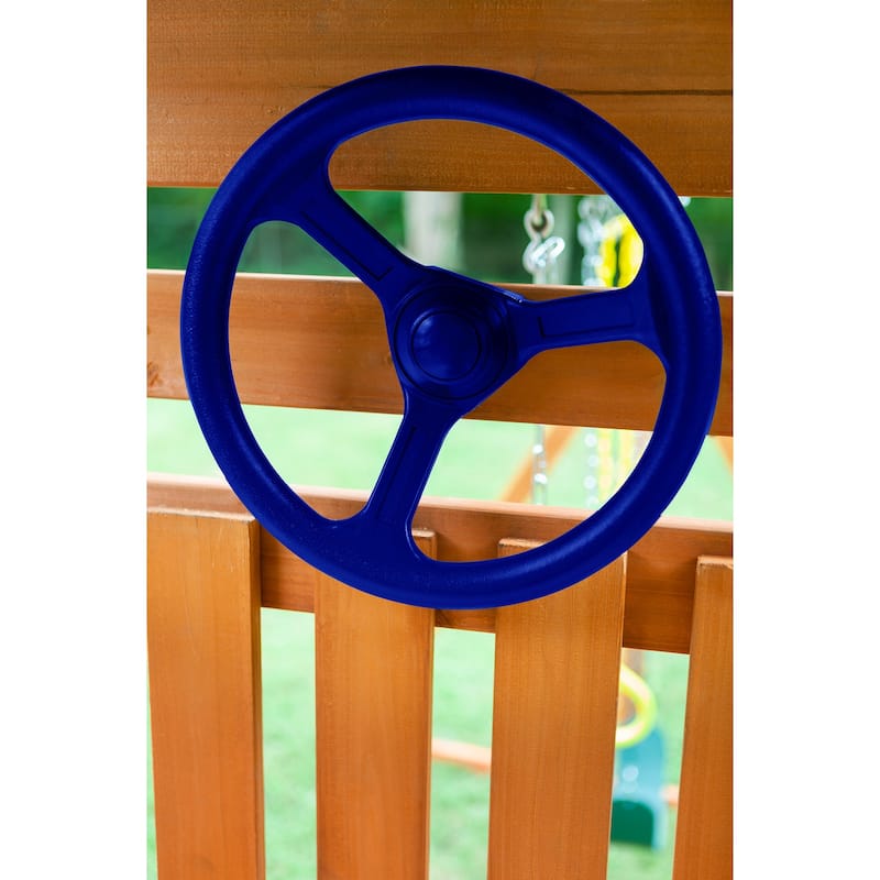 Mountain View Swing Set with Tarp Roof, Climbing Wall, Monkey Bars