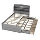preview thumbnail 13 of 23, Full Size Wooden LED Platform Bed with Trundle, with Storage Headboard, with Drawers