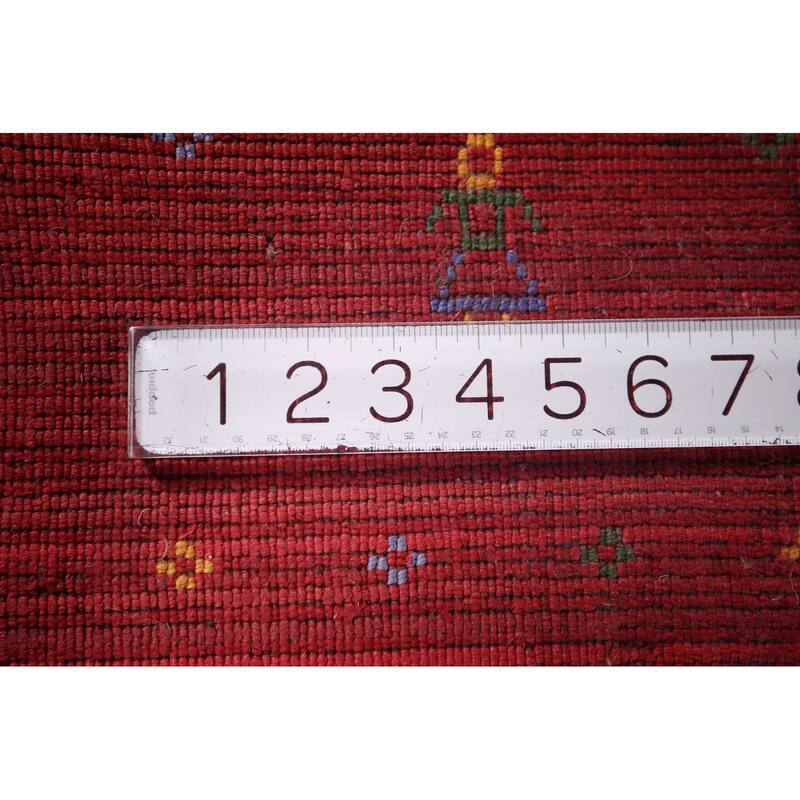Tribal Red Gabbeh Indian Area Rug Handmade Silk Carpet - 7'10"x 9'8"