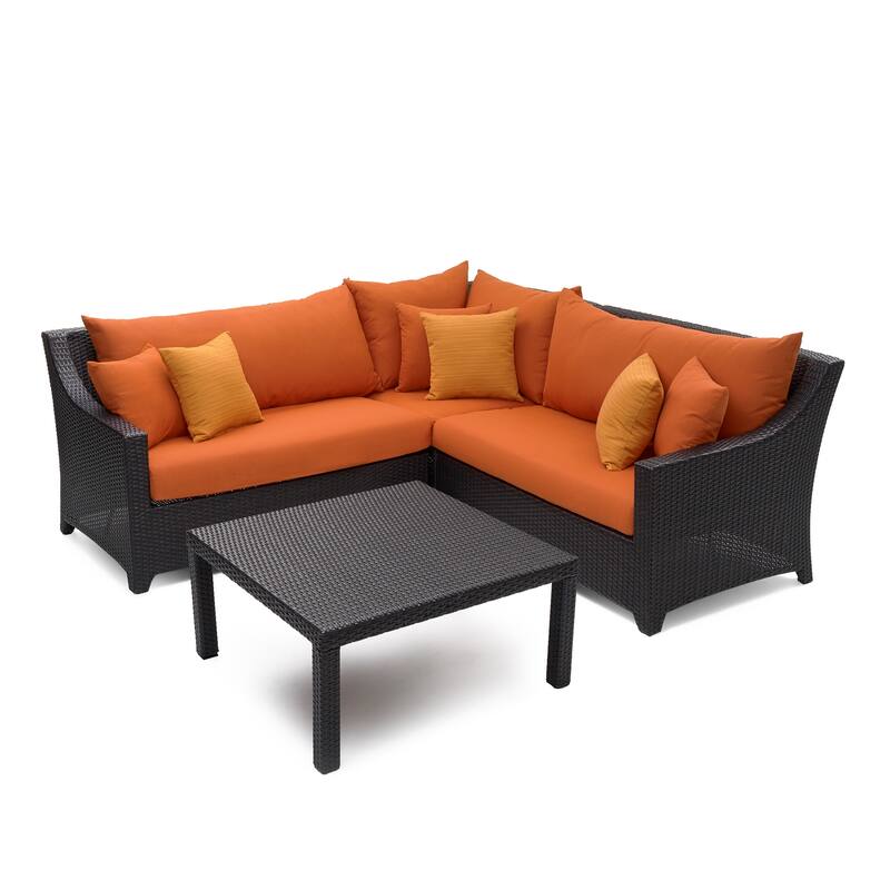 Deco 4 Piece Sunbrella Outdoor Patio Sectional & Table