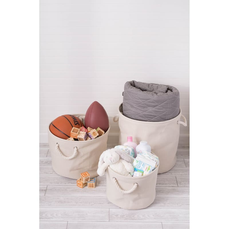 16" Beige Storage and Laundry Bin