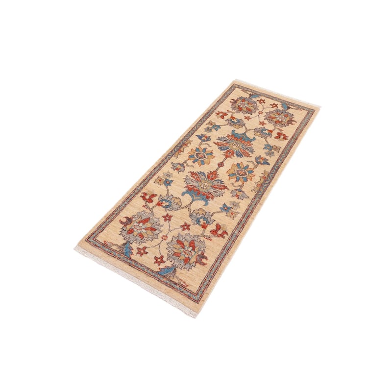 Classic Ziegler Ulises Beige Rust Hand-Knotted Wool Runner - 2'1'' x 4'9''