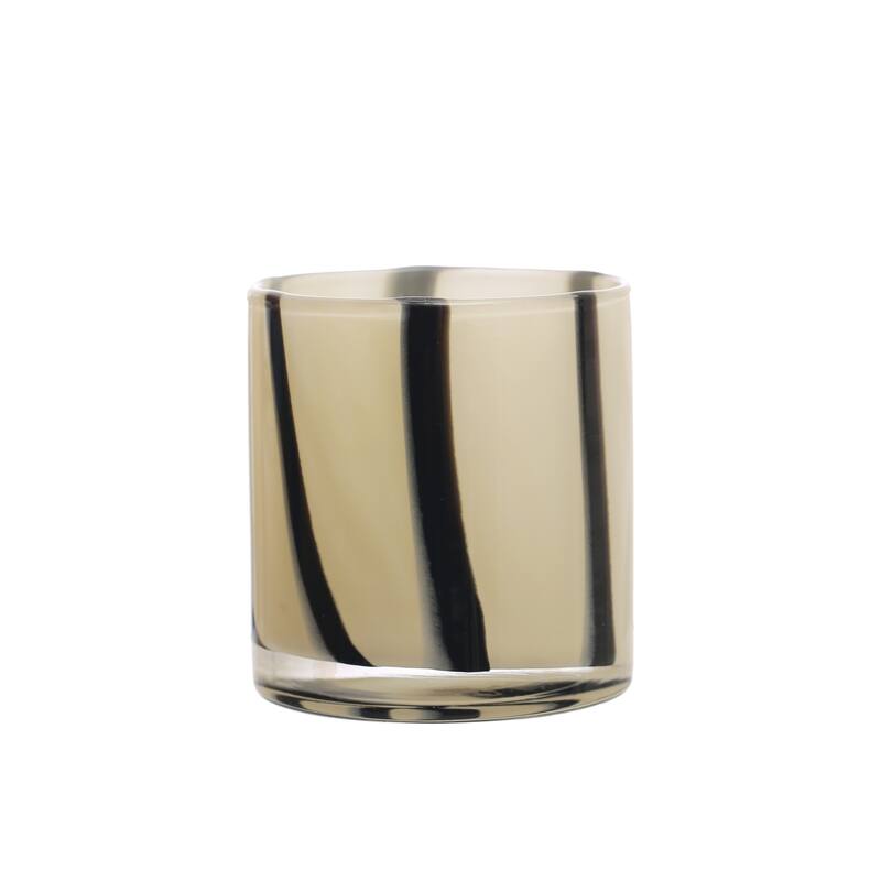 Glass Candle Holder with Stripes