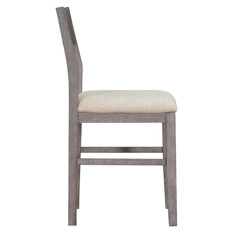 Farmhouse Counter Height Dining Table Set, 5-Piece Rectangular Kitchen Table Chair Set w/4 Upholstered Chairs for Dining Room