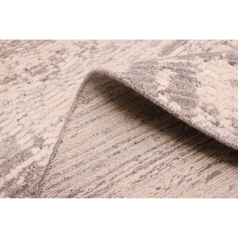 ECARPETGALLERY Hand Loomed Elysian Dark Grey Wool Rug - 6'0 x 6'0