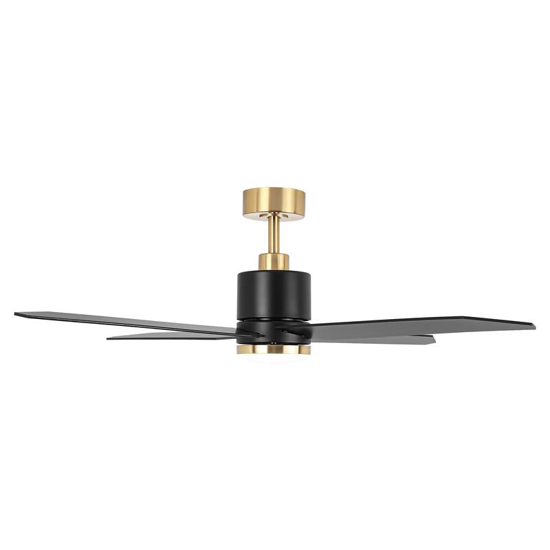 52" Modern Matte Black DC Motor Ceiling Fan with Light and Remote Control