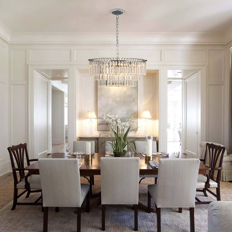 9-Light Modern Glam 3-Tiers Crystal Drum Chandelier for Dining Room - W 22.83"