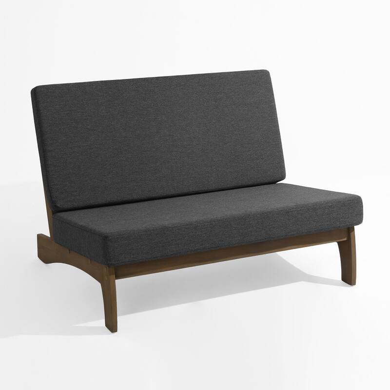 2-Piece Outdoor Teak Wood Loveseat Patio Set with Side Table