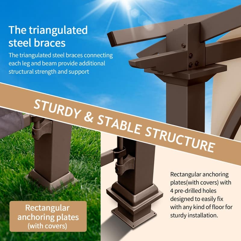 10.8 Ft. W x 8.8 Ft. D Metal Pergola with Canopy