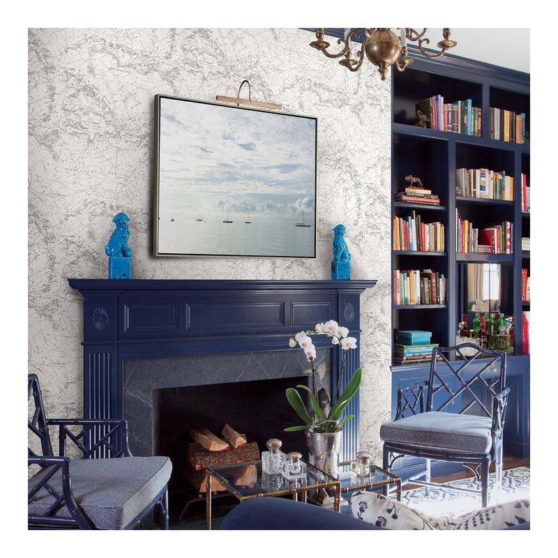 Chesapeake Charts Black Map Wallpaper - 20.5 x 396 x 0.025