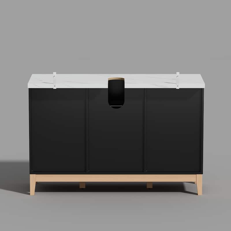 47.2" Stylish & Spacious: Modern Black Bathroom Vanity Set