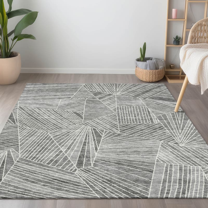 Machine Washable Indoor/ Outdoor Chantille Modern Mosaic Rug