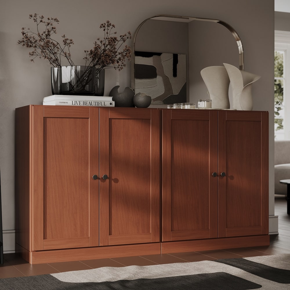 Palace Imports 100% Solid Wood 64" Sideboard with Raised Panel Doors & Adjustable Shelves - 64" Wide, 35.75" Tall