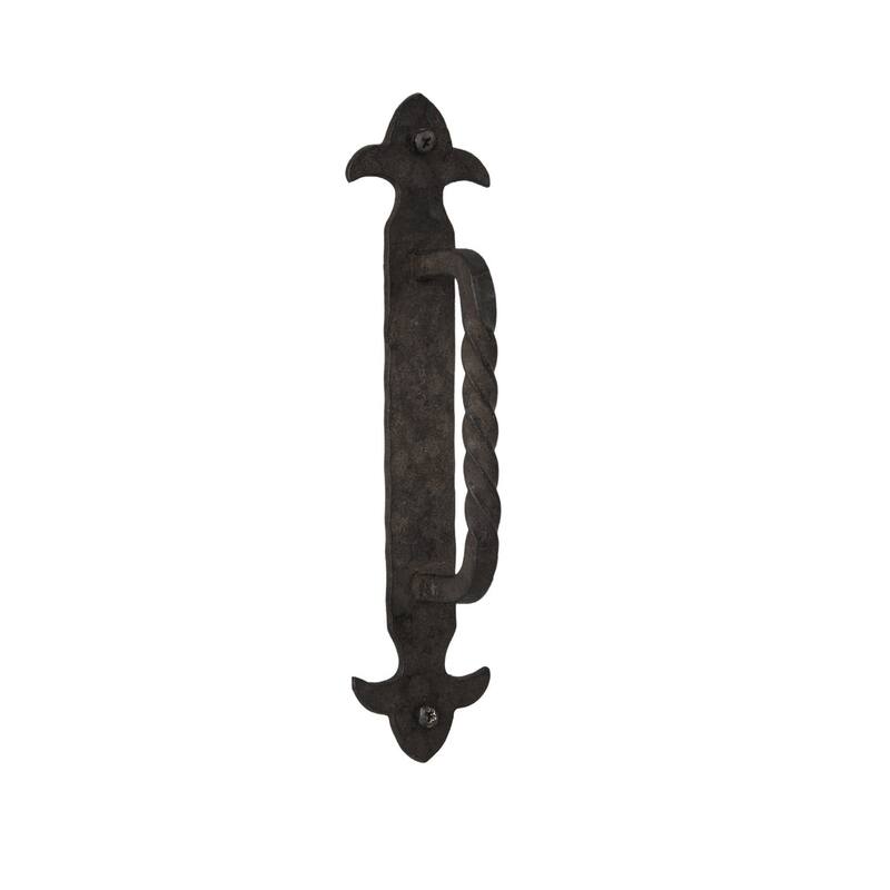 Hammered & Twisted Wrought Iron Door Handle of 8"L - Black