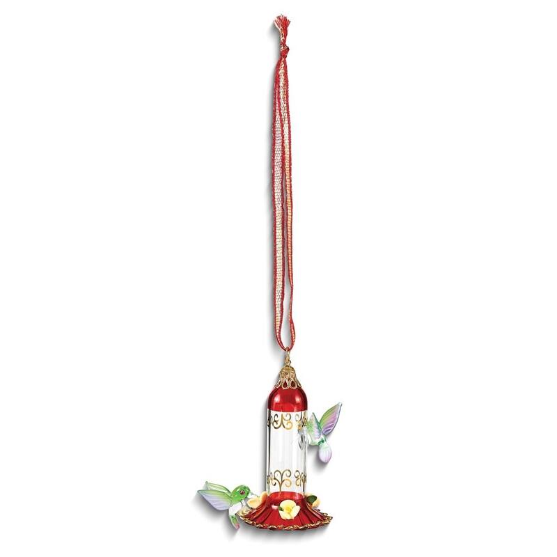Curata Glass Baron Hummingbird Feeder Handcrafted Glass Ornament