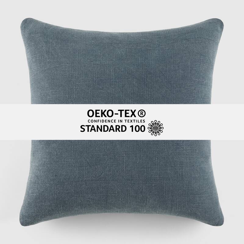 Washed and Distressed Cotton Decor Throw Pillow in Stone Washed