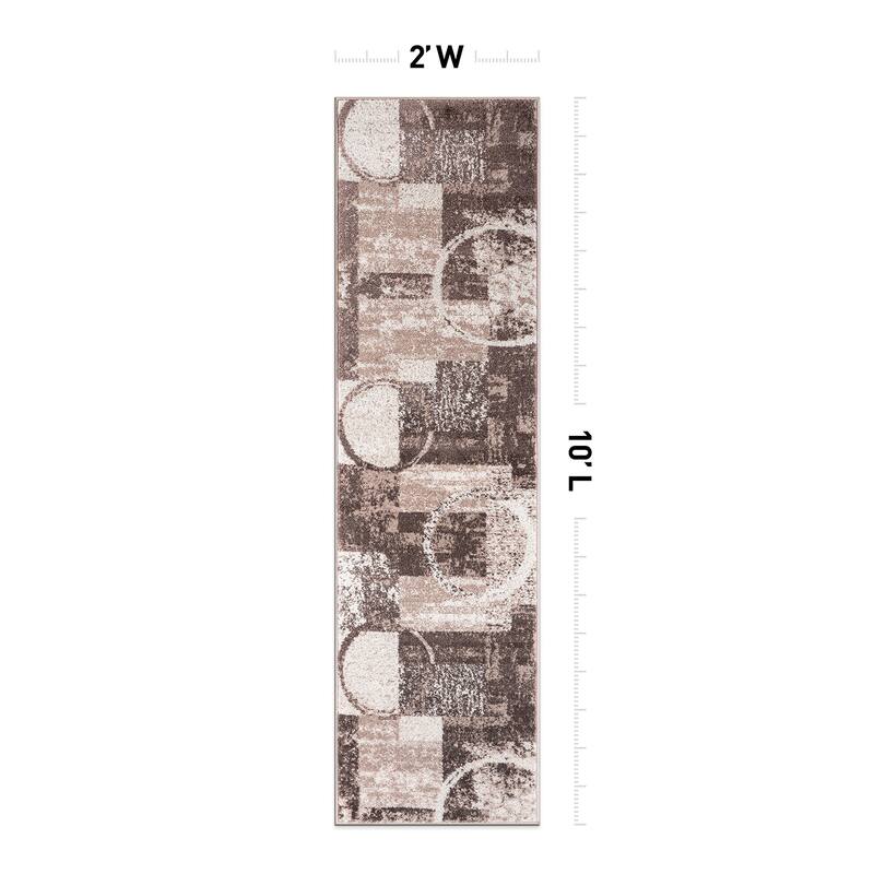 World Rug Gallery Abstract Polypropylene Machine-Made Circle Area Rug
