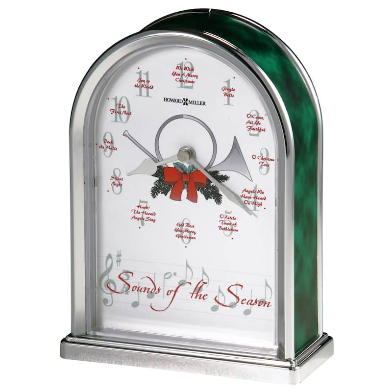 Howard Miller Sounds of the Season Traditional Chiming Mantel Clock with Christmas Melody Chimes
