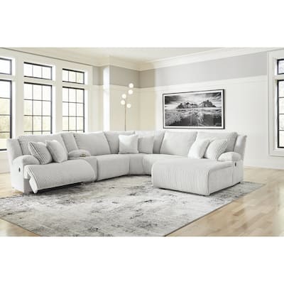 Signature Design by Ashley Top Tier Light Gray 6-Piece Reclining Sectional with Chaise - 149.5"W x 132.5"D x 40"H