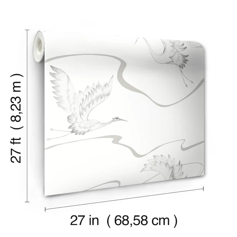 Metz Vinyl Soaring Cranes Wallpaper 27 in x 27 ft = 60.75 sq ft