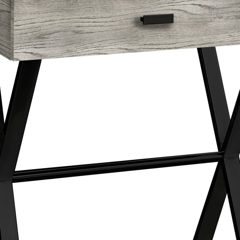 Stylish 22" End Table with Storage Drawer and Silver Metal Base Wood Top Perfect for Bedroom or Living Room