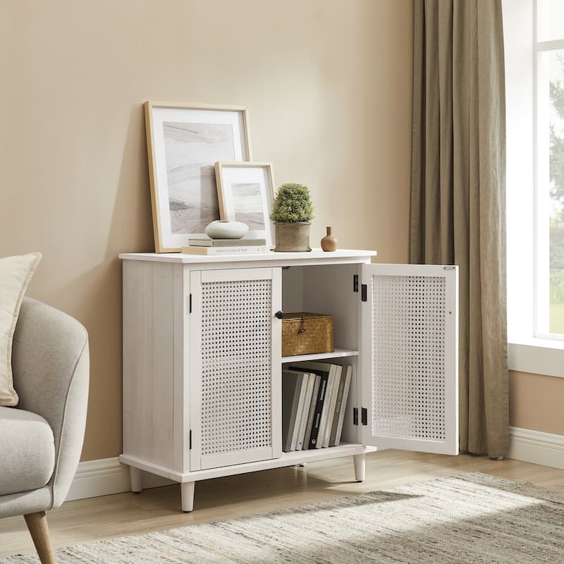 Art Leon Woven Rattan Wicker Accent Cabinet
