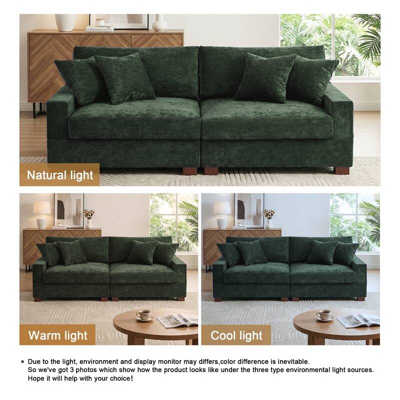 Modern Upholstered Chenille Modular Sectional Sofa with Pillow