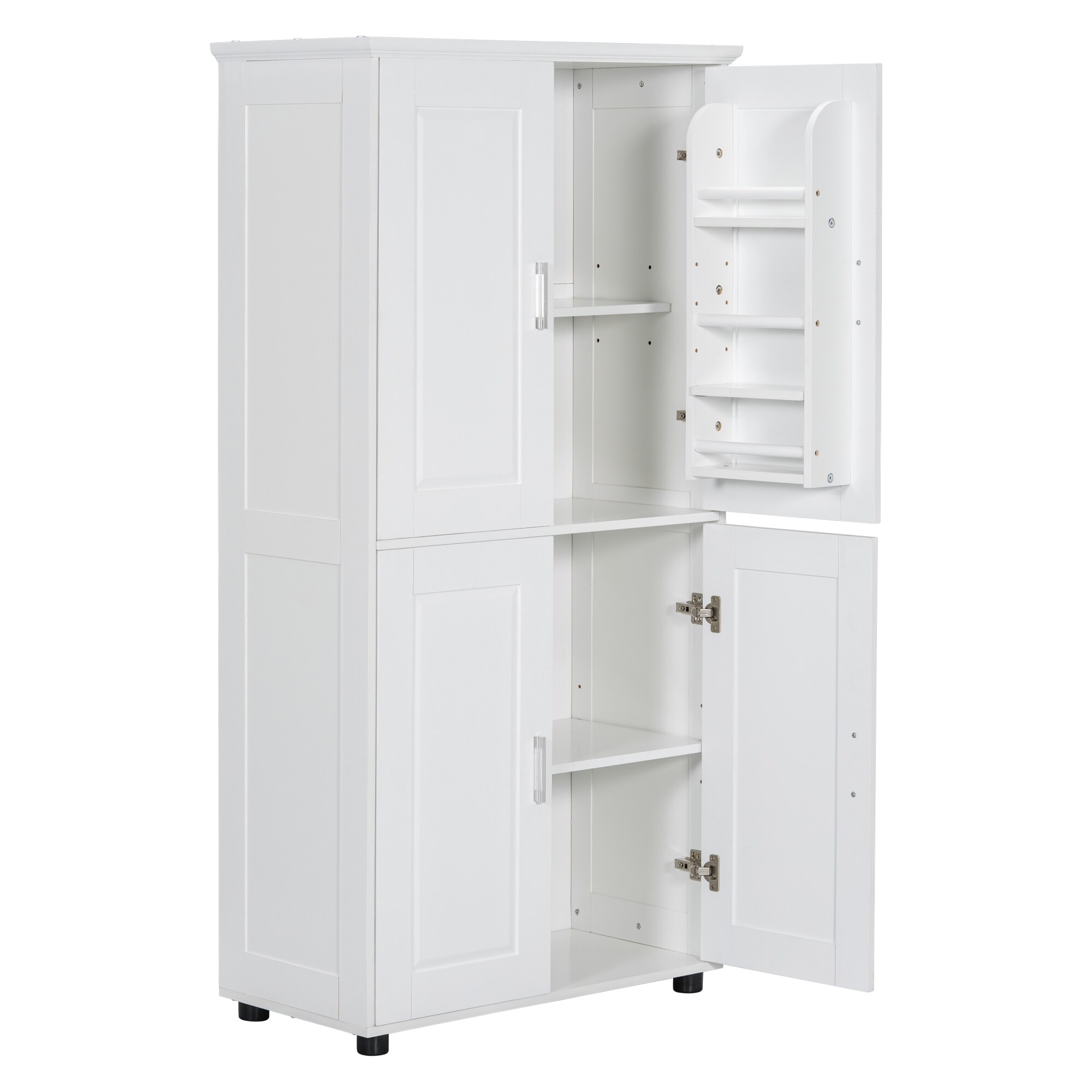 Tall and Wide Bathroom Floor Storage Cabinet, Bathroom Storage Unit, Freestanding Cabinet with 4 Doors, Adjustable Shelves