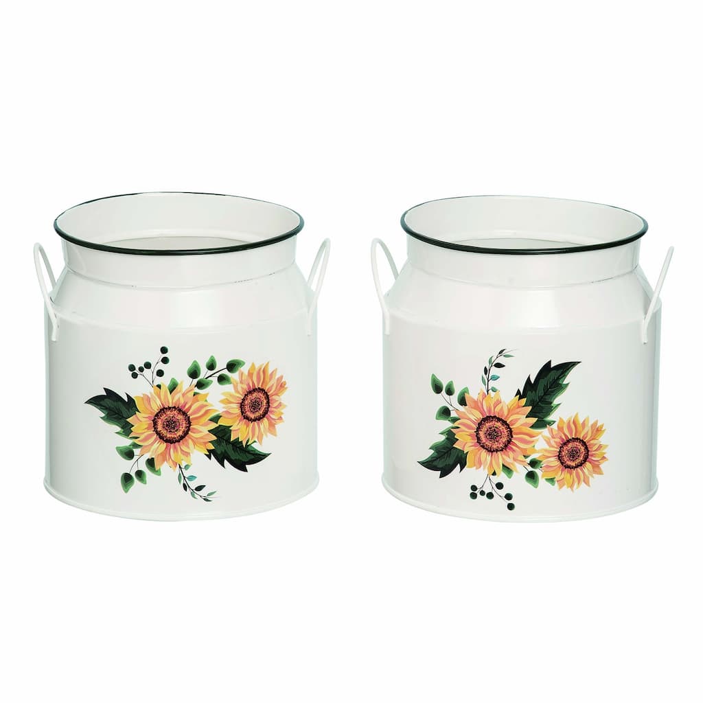 Transpac Metal Sunflower Container Set of 2 Spring Home Decorations