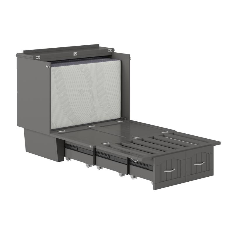 Nantucket Murphy Bed Chest with Mattress and Built-in Charging Station