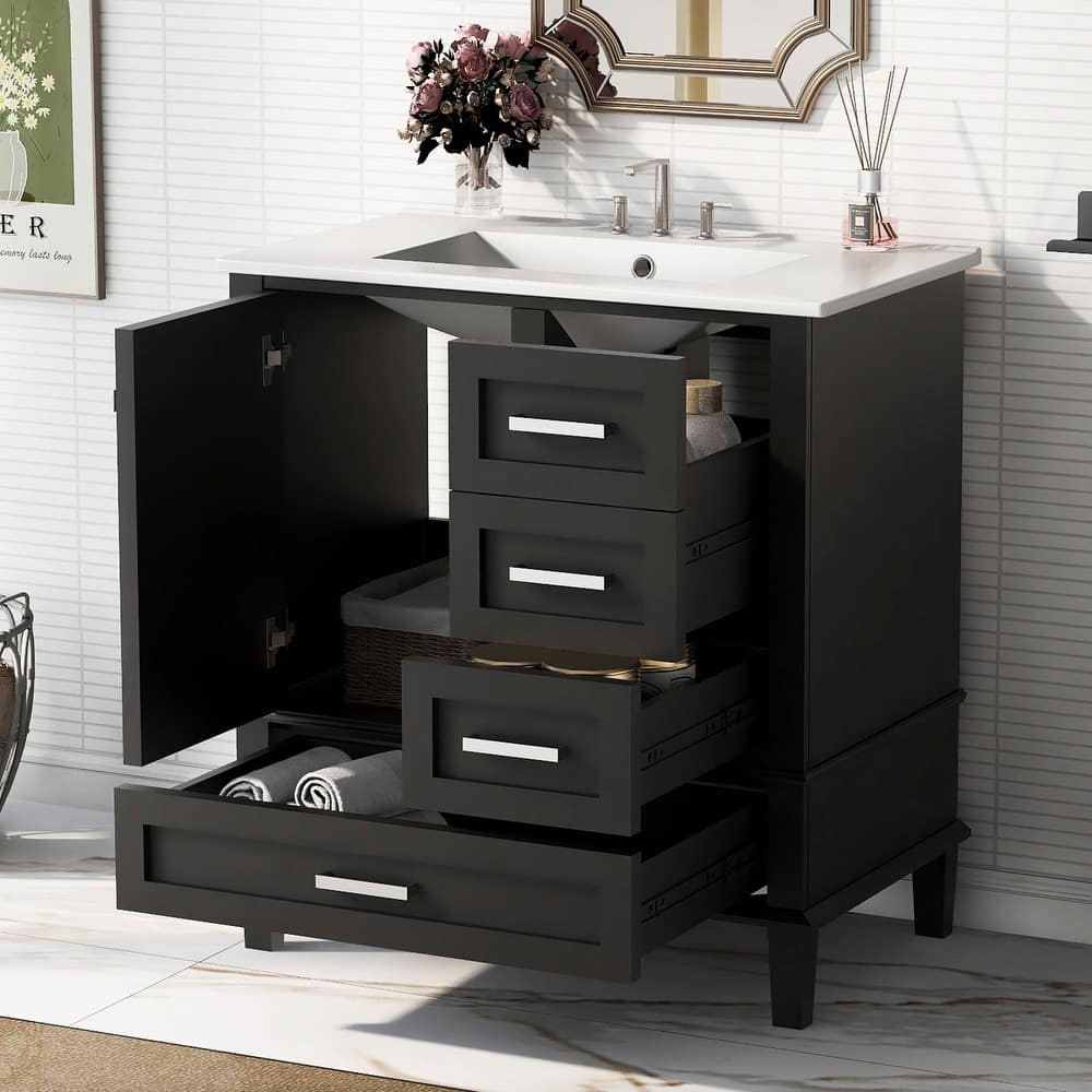 30" Modern Bathroom Vanity with Sink, Storage Cabinet