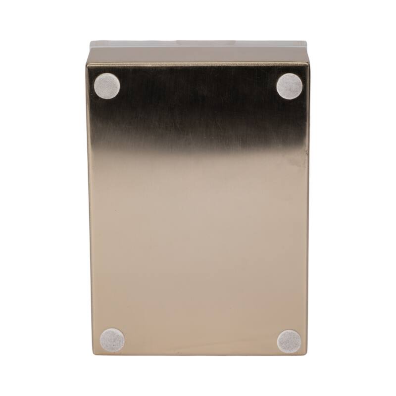 Decorative Box with Lid & Agate Stone Knob - 7", Gold & White - 7.0"