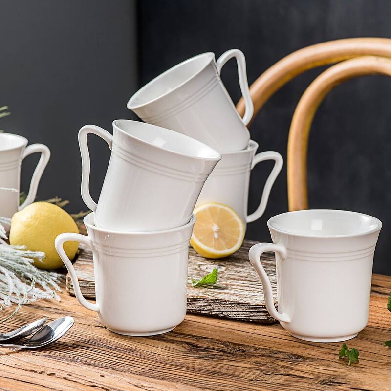 Mario 12.5 Oz Ivory White Mugs (Set of 6)