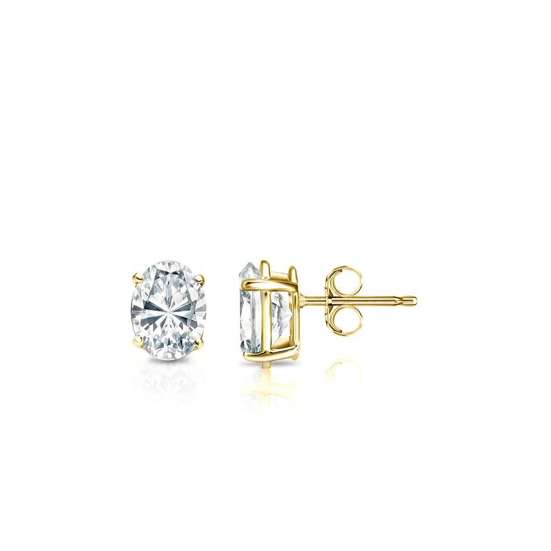 Auriya Natural Oval 4-Prong Diamond Stud Earrings 1.00 to 3.00 ct. tw. Push-Back (F-G VS) - 1.25ct. tw. - Gold - Yellow