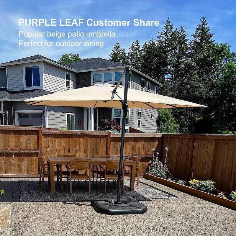 PURPLE LEAF 10 ft Square 360 Degree Rotation Patio Cantilever Umbrella
