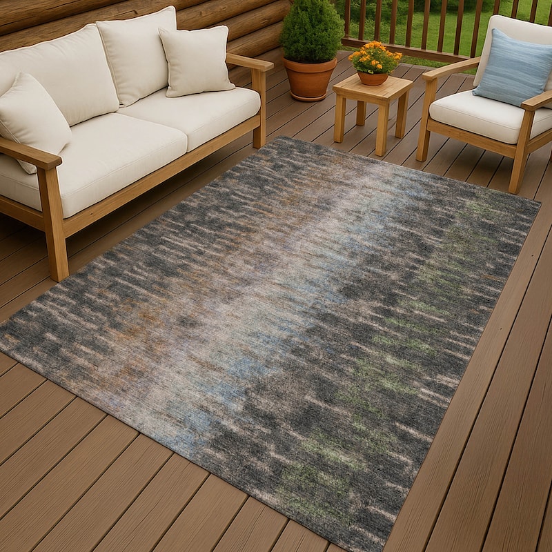 Machine Washable Indoor/ Outdoor Contemporary Ombre Chantille Rug