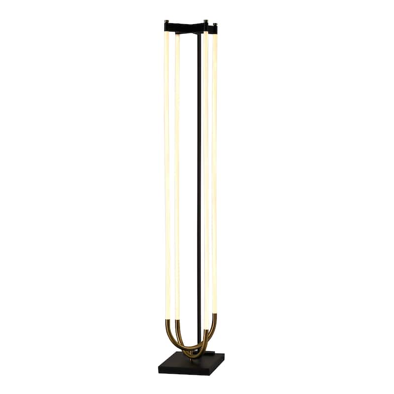 Artcraft Cascata Integrated LED Floor Lamp - Black with Brushed Brass Finish - Black, Brushed Brass