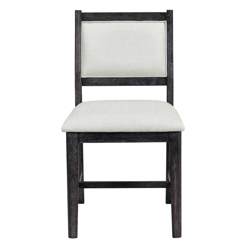 Retro 7-Piece Dining Table Set with Upholstered Chairs and Solid Wood Frame for Stylish Gatherings