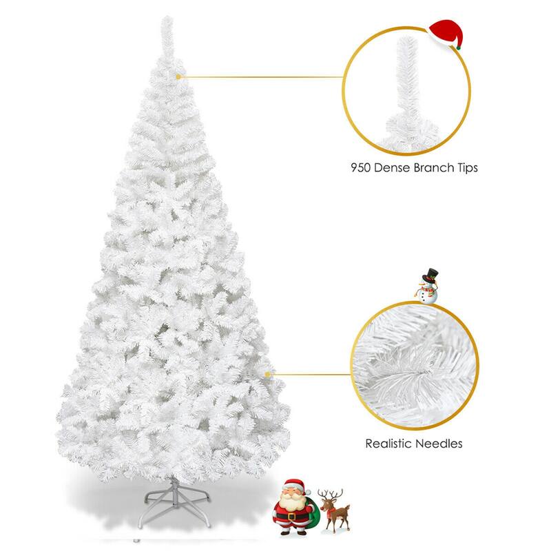 Clihome 5-8 ft White Artificial PVC Christmas Tree