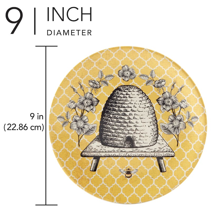 Certified International French Bees Set of 4 Salad Plates - 9" Diam x 1"