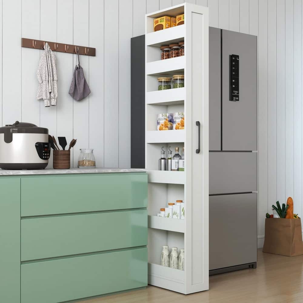 70.75"H Multifunctional Pull-out Storage Single-sided Open Pantry Cabinet