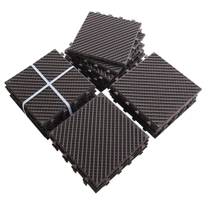 12"x12" Patio Square Composite Interlocking Decking Tiles (Pack of 27) - Brown