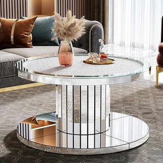 29.5 Inches Mirrored Coffee Table, Silver - Bed Bath & Beyond
