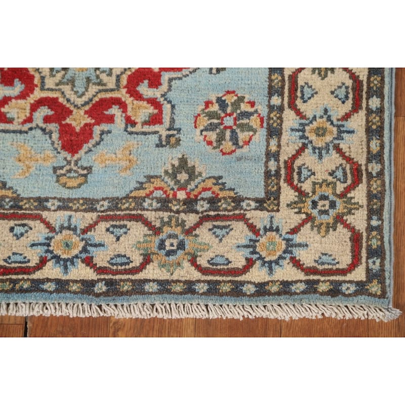 Kazak Runner Rug Handmade Light Blue Wool Carpet - 2'2" x 5'10"