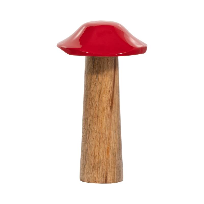 Sagebrook Home Wood Red Toadstool Mushroom Wood Figurines, Adds a Touch of Nature's Elegance to Home Decor