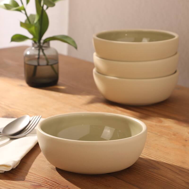 Gibson Elite - Made in Portugal - Port Gaia 4 Piece Cereal Bowl Set, 6.2" Stoneware Reactive Glaze, Dessert & Snack Bowls