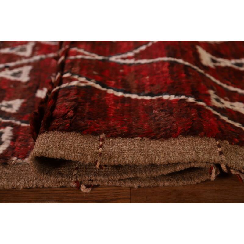 Hand Knotted Oriental 100% Wool Carpet Tribal Trellis Red Moroccan Area Rug - 8' 3'' X 5' 7''